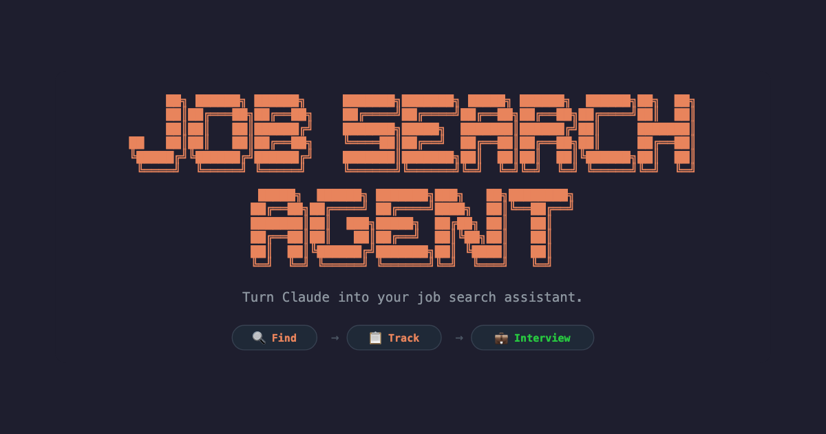 Job Search Agent banner. Turn Claude into your job search assistant.