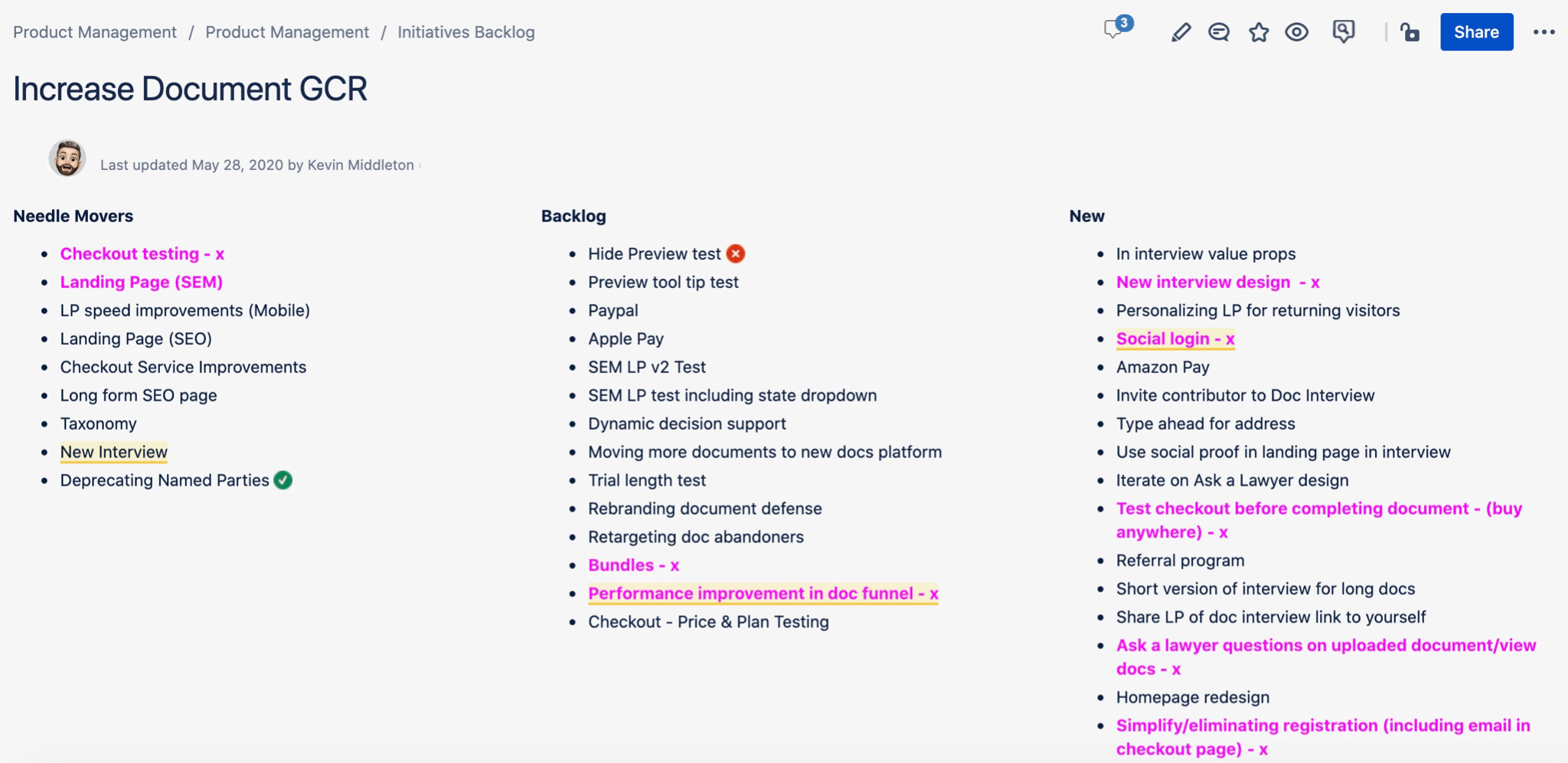 Initiatives Backlog & Planning