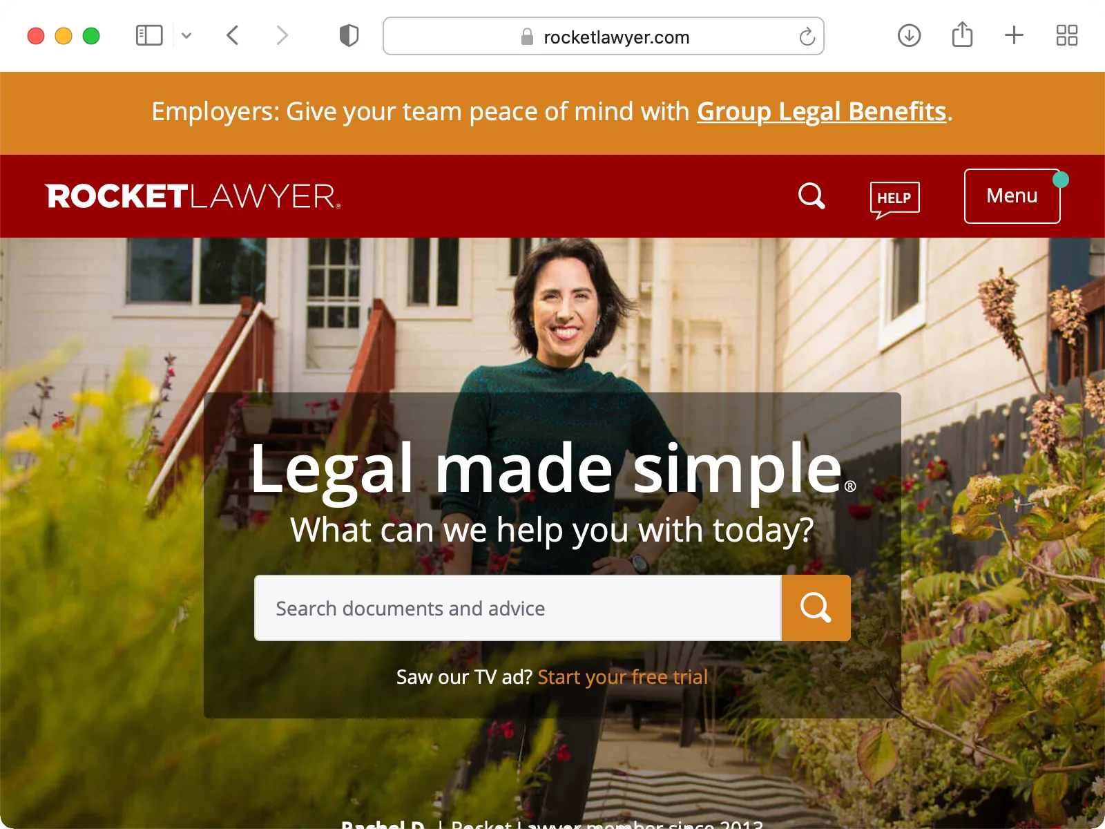 Rocket Lawyer Homepage