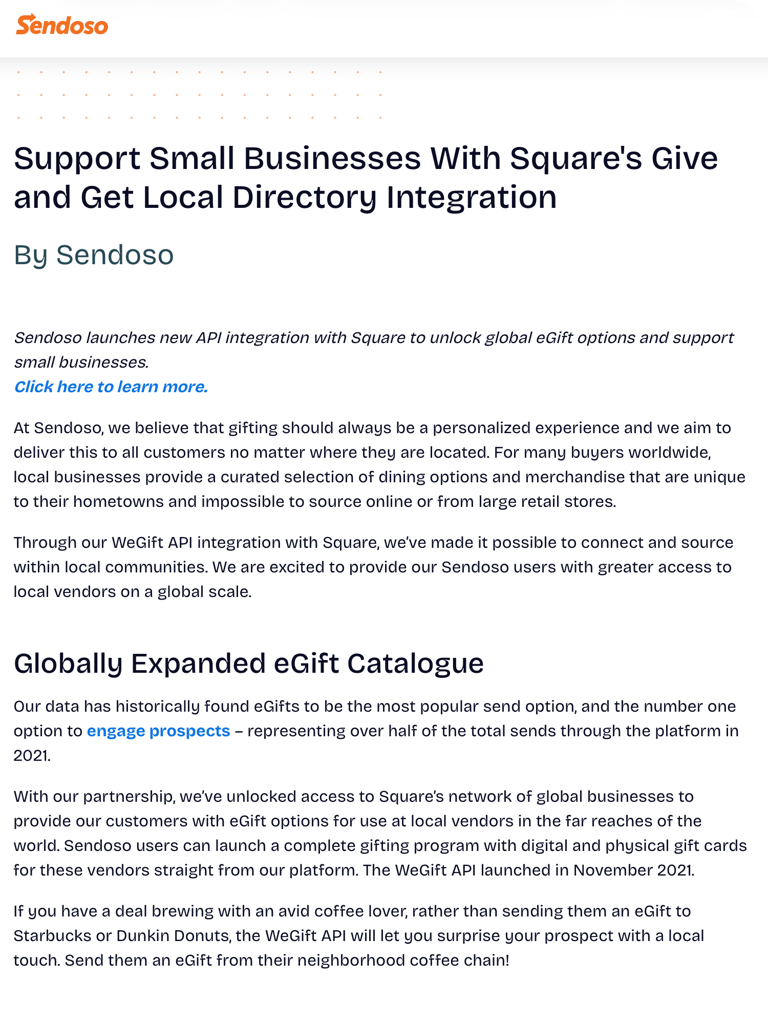 Sendoso Square Integration Announcement