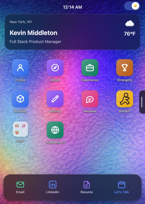 KevinOS: the portfolio as a retro desktop with app windows open