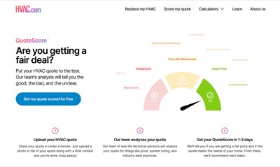 HVAC.com QuoteScore landing page