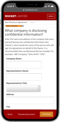 Rocket Lawyer legal document interview