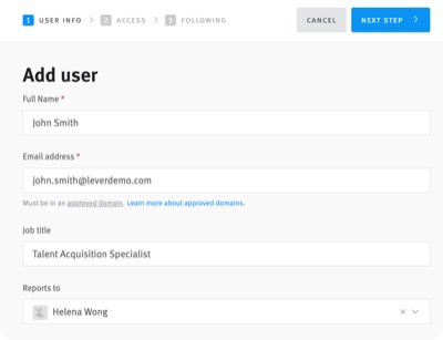 Lever HRIS user profile