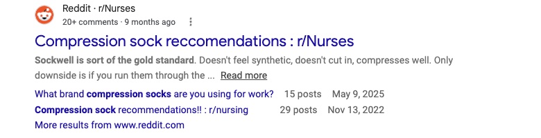 Reddit r slash Nurses thread on Google: Sockwell is sort of the gold standard