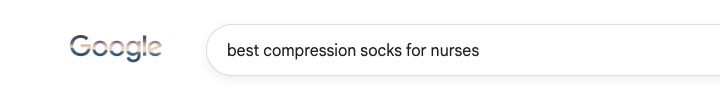 Google search box with the query best compression socks for nurses