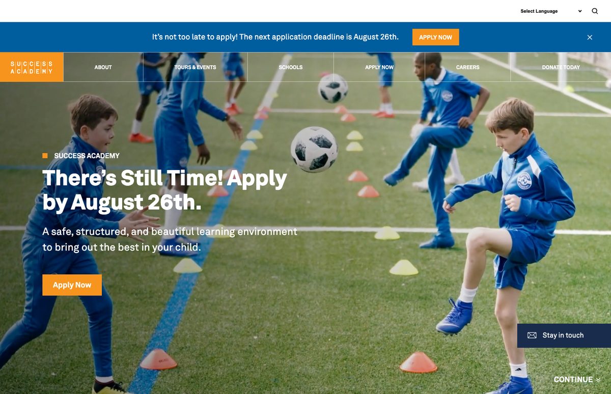 successacademies.org homepage as captured in August 2026